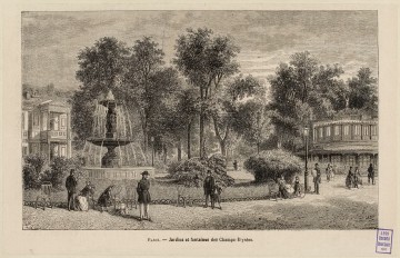 Gärten und Brunnen der Champs-Élysées in Paris